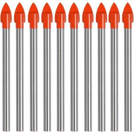 TIMESETL 6mm Tile Drill Bit, 10Pcs, Titanium Coated Glass Drill Bit, 6mm Tile Drill Bit, Tungsten Carbide Drill Bits for Drilling Tile, Glass, Ceramic and B (1/5)