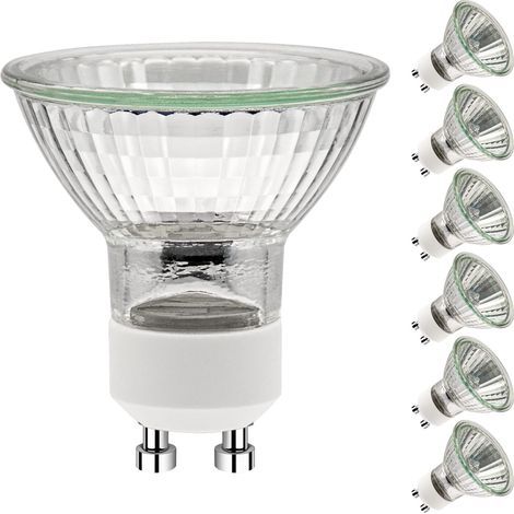 Ampoules GU10 35W, GU10 Ampoules Halogènes,Ampoule Spot AC 230V 35W, GU10 Halogen Ampoules Halogène 2 Broches 35° Angle de Rayonnement 2700K Dimmable Blanc Chaud, Pack de 6 [Classe énergétique G] (1/5)