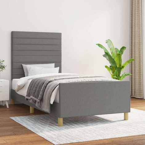 Cadre de lit 80 x 200 cm avec tête de lit réglable, tissu gris foncé, sans matelas, 27.4kg - PANGIVO (1/5)