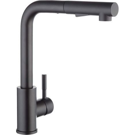 Robinet Cuisine Douchette Noir, Mitigeur Cuisine avec Douchette Extractible, Robinetterie de Cuisine Brossé Inox 304, Mitigeur Evier Rotatif à 360°, Robinet Evier 2 Jets(Noir Mat) (1/5)
