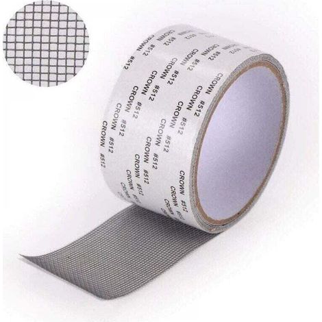 Ruban Adhesif Reparation Moustiquaire - Patch Repare Moustiquaire Réparation de Fenêtre Kit de Moustiquaire Adhesive Reparation Réparer Moustiquaire 5 x 2m (gris)-- (1/5)