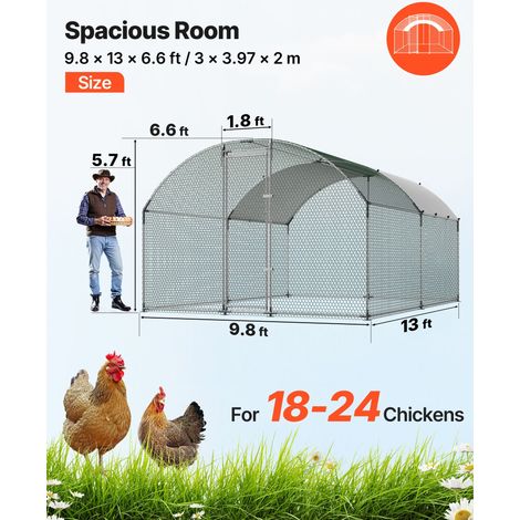 Grand Enclos Poulailler en Métal 3x3,97x2 m, Parc Grillagé pour Poules avec Toit Arrondi, Bâche en PE et Porte avec Loquet, Poulail… (1/5)