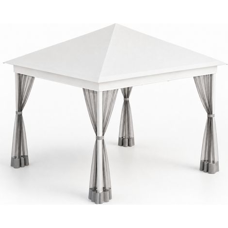 Gazebo Pieghevole Da Giardino Con Zanzariere Laterali Copertura Oxford UV50+ Struttura In Metallo Regolabile Pop Up Con Borsa Trasporto Per Eventi Outdoor 360 x 360 x 310 Cm Bianco (1/4)