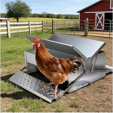 Chicken Feeder, Double Sided Pedal Chicken Feeder, Poultry Feeder for Outdoor, Chicken Coop, Farm, Yard (1/5)