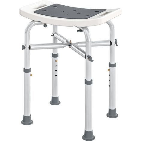 Sedia da doccia sicura 42,5 x 27 x 44-51,5 cm seduta imbottita regolabile antiscivolo moderna in alluminio grigio 210000883