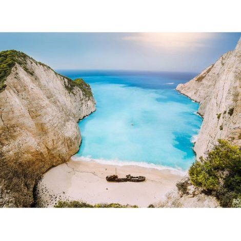 Papier peint panoramique mer et plage Tapisserie panoramique couloir et salle à manger Papier peint panoramique bleu moderne et paradisiaque (1/4)