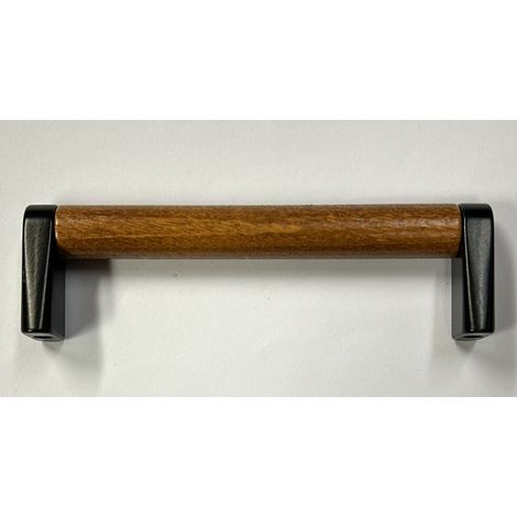 CONNEX - MANIGLIA IN LEGNO DI NOCE CON ANGOLARI NERI 64MM