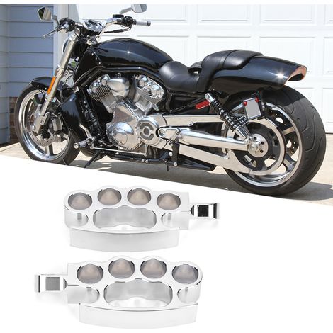 Motorrad-Fußrasten vorne, CNC-gefrästes Aluminium, universelles Zubehör, silberfarben (1/5)