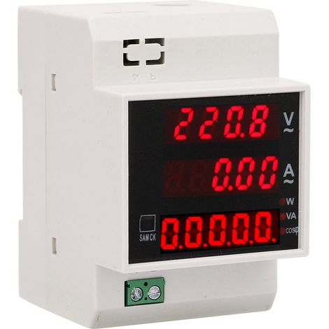 Digitaler Energiezähler für DIN-Schienenmontage mit LED-Anzeige und aktivem Leistungsfaktor, multifunktionaler Leistungsmesser (1/5)
