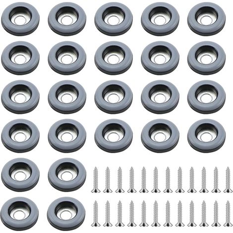 24Pièces Patins en Téflon à Visser Ø 19mm Patins de Meubles (Ronds, Noirs) avec 24 vis en Acier Inoxydable PTFE Patins Glisseurs pour Meubles pour Protection Efficace de Vos Meubles, chaises, sols