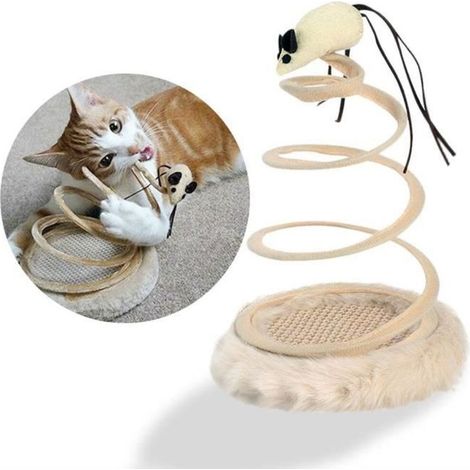 Jouet interactif pour chat peluche pour chat avec plaque à ressort en spirale (1/4)