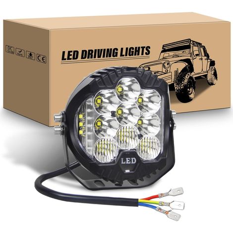 Phare de Travail LED 5 Pouces 50W, Barre 4x4 Longue Portée pour Offroad, Voiture, Camions, Tracteur, SUV, ATV - 6000K Blanc Feu Antibrouillard (1/5)