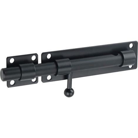 Serrure de porte à pêne coulissant (1 pièce), cylindre de serrure compatible avec un cadenas, finition inox noir mat
