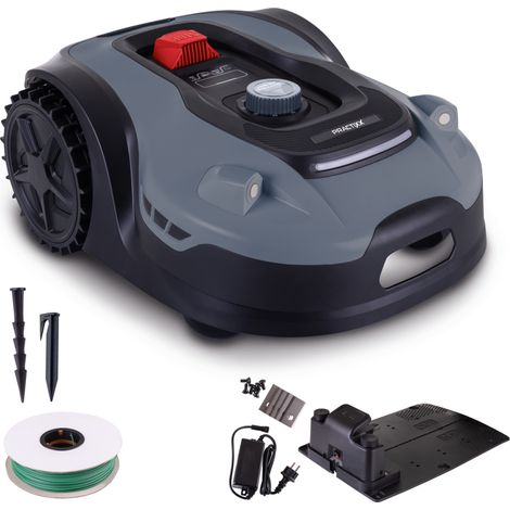 [JAMAIS UTILISÉ] Practixx Robot tondeuse PX-RRM-2000Wi – 2000 m² – Largeur de coupe 22 cm – Hauteur de coupe 20 - 60 mm – Capteur de pluie – Fonctionnement WiFi ou Bluetooth – Compatible Google home o (1/5)
