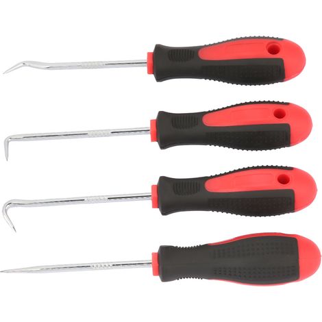 Ensemble de 4 outils longs de type crochet et pic pour retirer les joints d'huile, les joints toriques et les durites. (1/5)