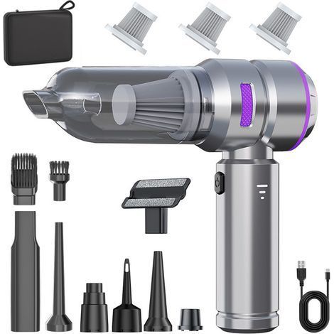 Aspirateur à Main, 16000Pa Mini Aspirateur sans Fil Portable à 3 Vitesses, Multifonctionnel Aspirateur Voiture Puissant sans Fil avec Moteur sans Balais, pour Voiture Animaux Maison Car (1/5)