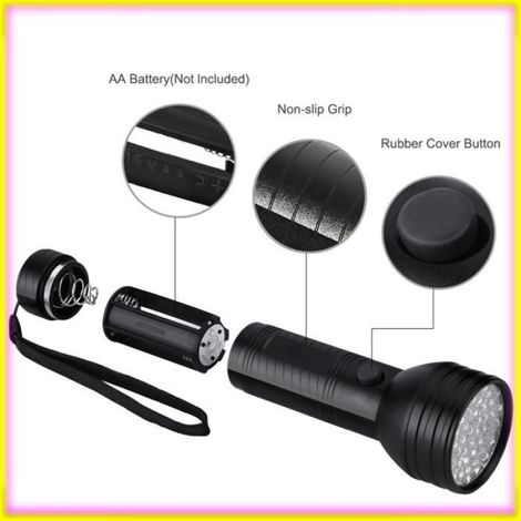 Lampe de poche à lumière noire super brillante avec 51 LED, détection UV portable pour l'urine d'animaux, les scorpions, les (1/4)