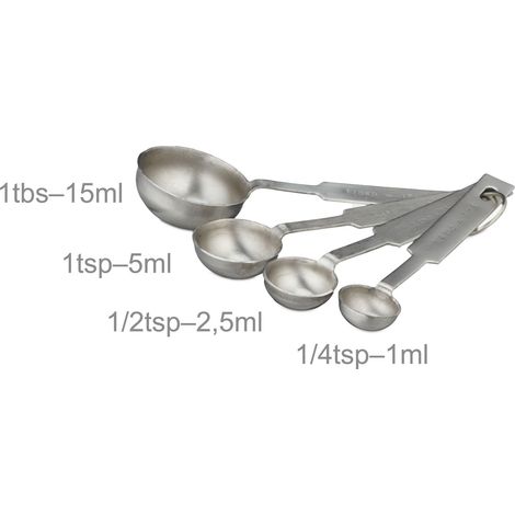 Set di 8 tazze e cucchiai misurini pratici cucina perfetta precisione 14 x 6 x 6 cm in acciaio inox argentato 130013816