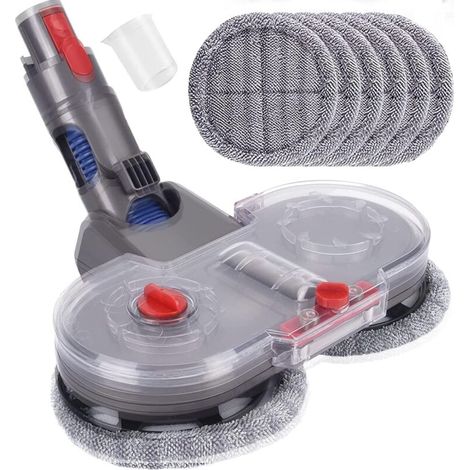 Tête serpillière électrique pour Dyson V7 V8 V10 V11 V15 avec réservoir d'eau amovible et 6 lingettes lavables – Nettoyage hybride sec et humide, pour sols durs et carrelage (1/3)