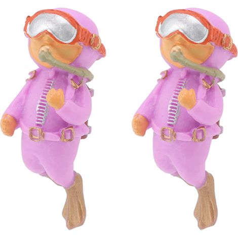 Lot de 2 décorations flottantes « Petit plongeur » pour aquarium, violettes. (1/5)