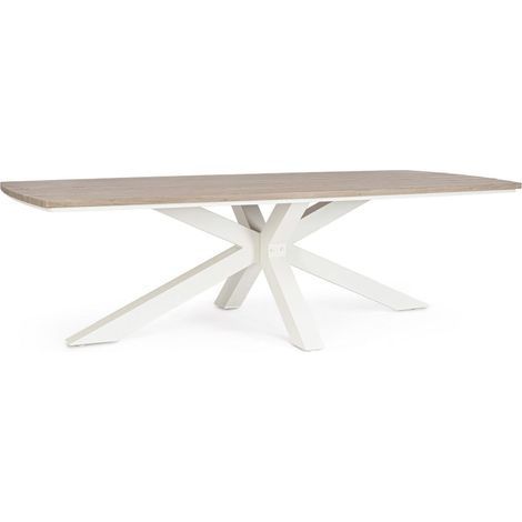 Tavolo "Zelmar" con struttura in alluminio, piano in doghe effetto legno, per arredo interno ed esterno -Rettangolare / Antracite/Naturale