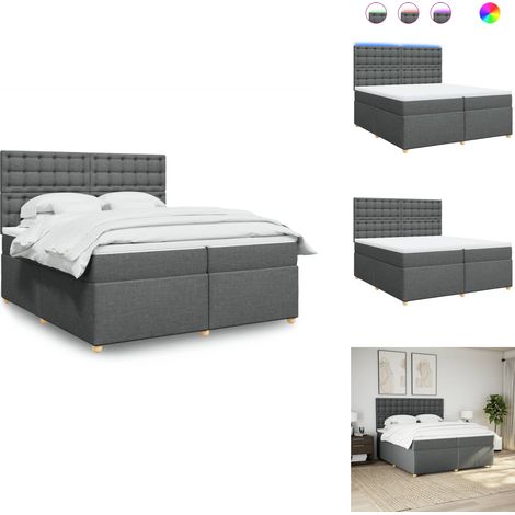 Sommier à lattes de lit avec matelas Gris foncé 200x200cm Tissu - Sommier À Lattes De Lit - Sommiers À Lattes De Lit - Lit - Meuble De Chambre À Coucher (1/5)