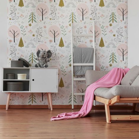 Sticker effet papier peint - LES LICORNES DES BOIS - 30x30cm (1/5)