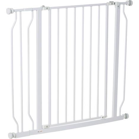 Cancelletto di Sicurezza per Animali Domestici Regolabile 75-95 cm in Acciaio e ABS Bianco (1/5)