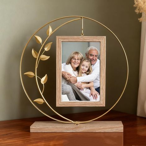 Cadre Photo Double Face sur Pied 15 x 10cm, Cadre Photo Personnalisée, Cadre Photo Pivotant Double Face pour Bureau, Salon, Table de Chevet - Idée Cadeau pour Photos Préférées (Or) (1/5)