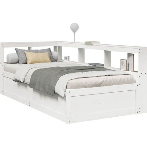 Bookcase Bed without Mattress White 90x190cm Solid Wood Pine vidaXL (1/5)