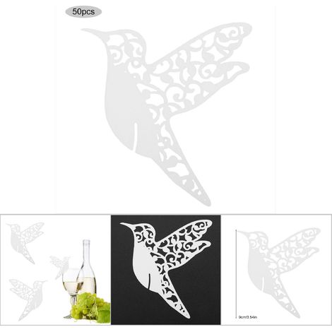 50 vogelförmige Glasetiketten für Hochzeiten - Personalisierbare Tischkarten - Weiße Tischdekorationen (1/5)