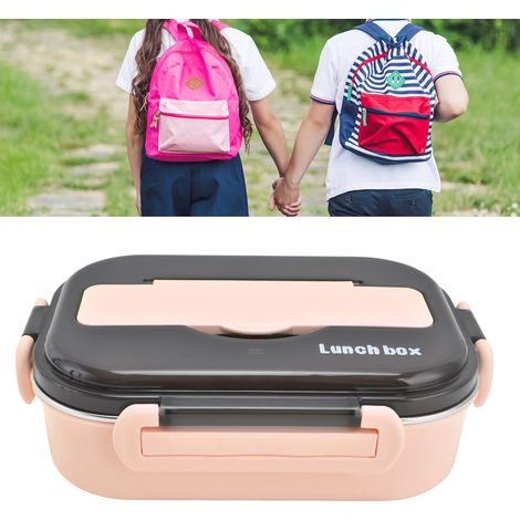 Boîte à lunch isotherme en acier inoxydable 304, compartimentée, idéale pour les employés de bureau, les enfants et les écoliers, rose. (1/5)