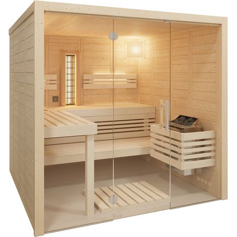Infraworld Solido Glas Complete Massivholzsauna mit Infrarotstrahler 210x212x202cm (1/5)