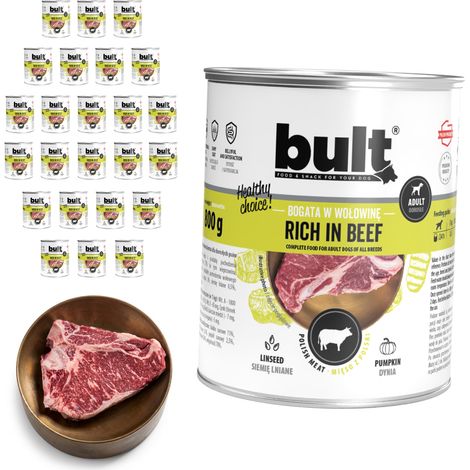 BULT Nassfutter für Hunde, Rindfleisch, Dose, 24 x 800 g (1/2)