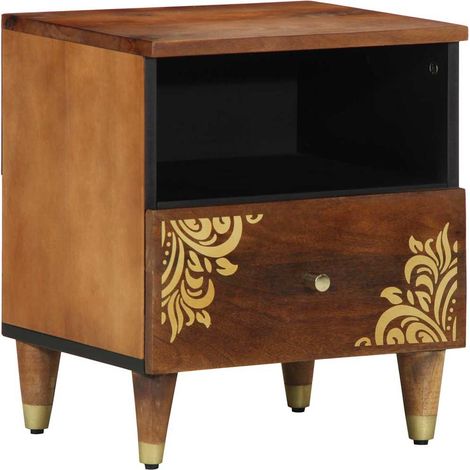 Cabinet de chevet avec tiroir-Table de nuit-Table de chevet Marron miel 40 x 33 x 46 cm 363694 (1/5)