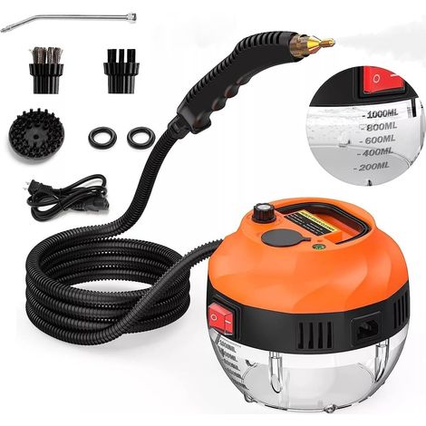Nettoyeur vapeur multifonction 1500 W, nettoyeur vapeur portable, nettoyeur vapeur à main, livré avec 6 accessoires pour enlever les taches multi-surfaces, parfait pour voiture, canapé (1/5)