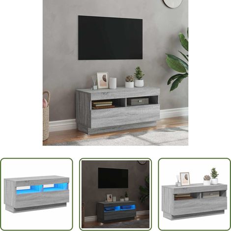 LED-Leuchten - TV-Schrank mit LED-Leuchten Grau Sonoma 80x35x40 cm (1/5)