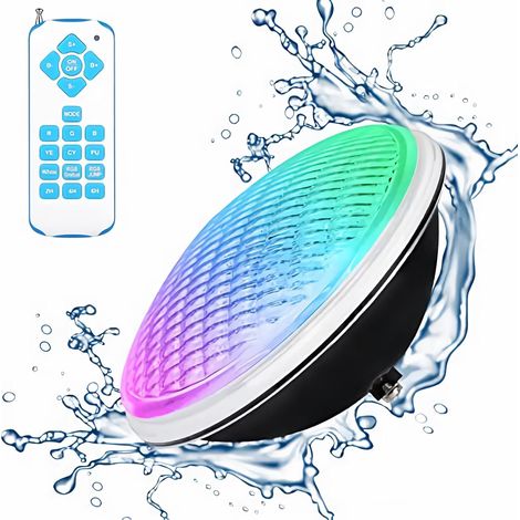 Foco subacuático PAR56 RGB de 42 W para piscinas con mando a distancia, 12 V CA/CC, IP68