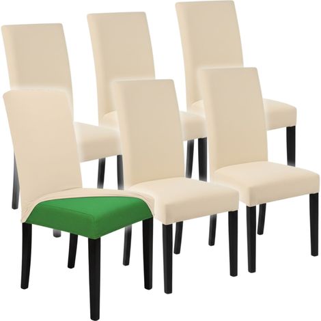 Stuhlhussen-Set, 6-teilig, elastisch, universell, hellbeige