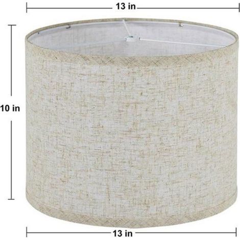 Abat-Jour Cylindrique - Lin - 33 cm Diamètre Haut - 33 cm Diamètre Bas - 25 cm Hauteur - Fixation Araignée - Couleur Avoine - Lot de 2 (1/5)