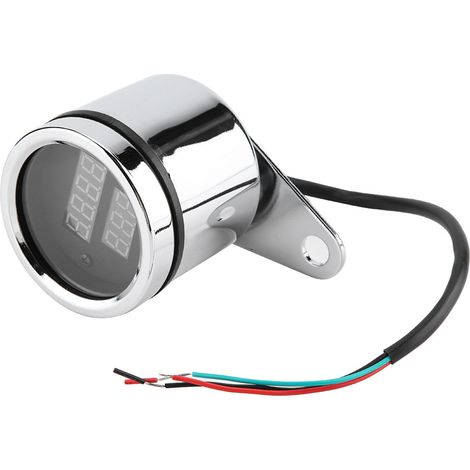 Tachymètre électronique, 2 en 1 Moto LED Voltmètre Numérique Tachymètre Jauge Métal Odomètre Indicateur de Vitesse (1/5)