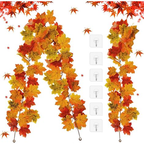 Künstliche Herbstgirlande Ahornblätter 2 Stück 1,75m mit Haken (1/5)