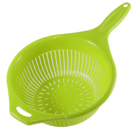 Passoire à pâtes - 1 unité - Plastique sans BPA - Égouttoir long manche - Cuisine et salade - 23 cm (1/5)