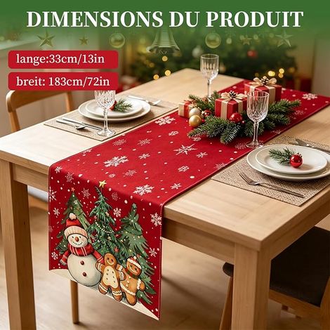 Chemin De Table Noel Rouge 33 X 183 Cm (1/3)