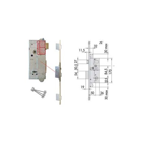 SERRATURA CENTRALE CON SCROCCO DOPPIA MAPPA PER MULTIPUNTO 57218.51- - mm.50 - gambo chiave mm.60 (57218510) - 1 pezzi CISA