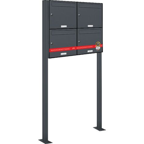 4er Standbriefkasten Anlage Freistehend RAL 7016 - Anthrazit (1/5)