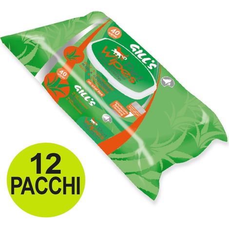 OFFRE 12 paquets de 40 lingettes humides à l'aloès et à la chlorhexidine pour chiens et chats