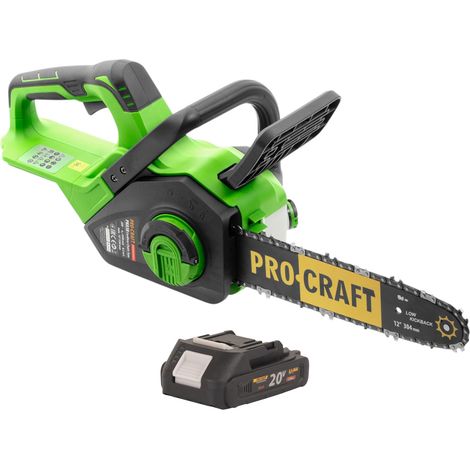 Motosierra a batería Procraft PKA38 20 V 304 mm sin escobillas + 1 batería de 2,0 Ah, sin cargador