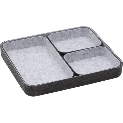 4 organiseurs bas feltia rectangulaires 27x32cm gris - 5five (1/5)