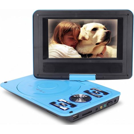Lecteur DVD Portable, 6,8 Pouces HD/Rotation à 270 ° Lecteur DVD TV Mobile pour Enfants/récepteur Radio FM/Lecteur de Carte/Jeu de Jeu, Batterie Intégrée de 1500 MAh, pour Voiture à la(UE-Bleu) (1/5)